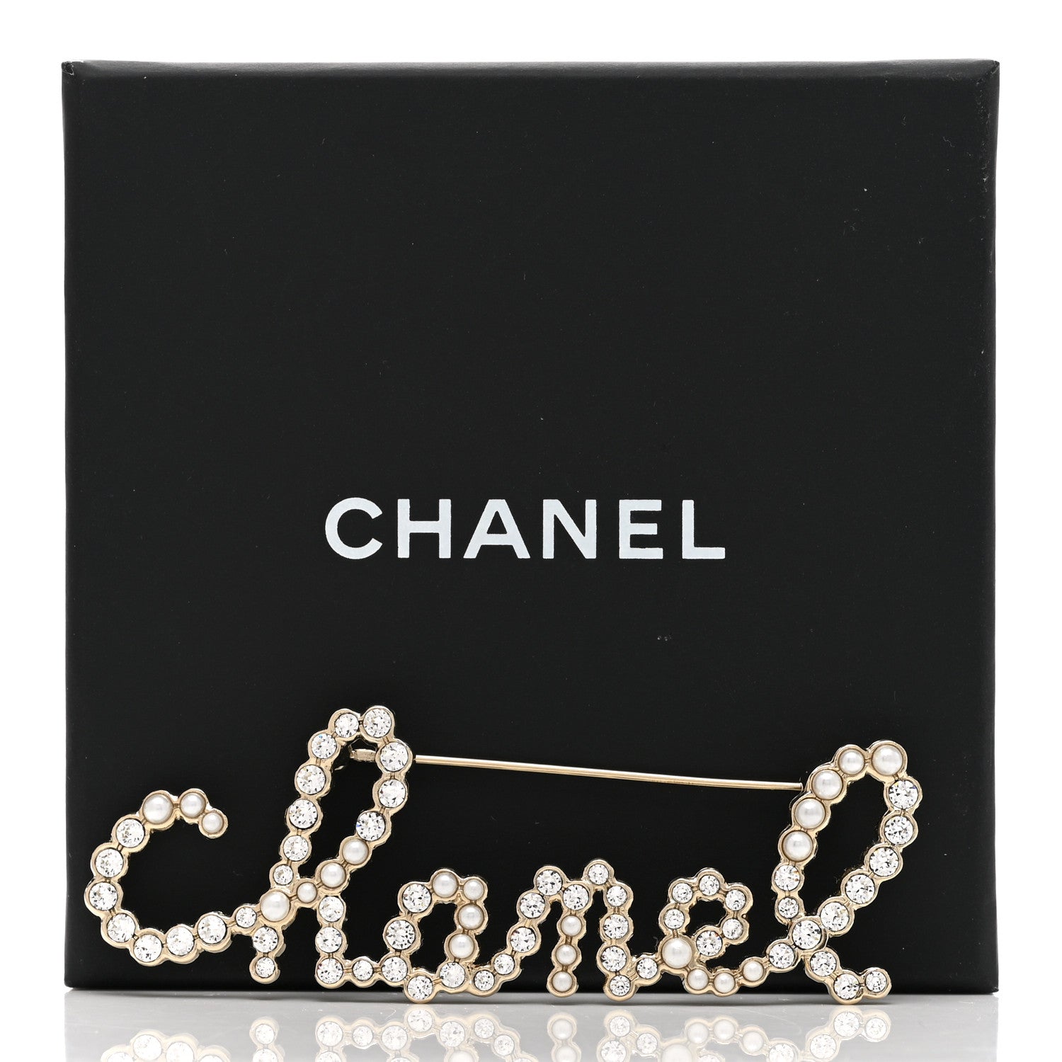 Chanel Metal Glass Swirling Pearls Brooch Pin Gold 5 of 5