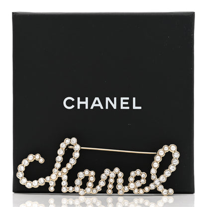 Chanel Metal Glass Swirling Pearls Brooch Pin Gold 5 of 5