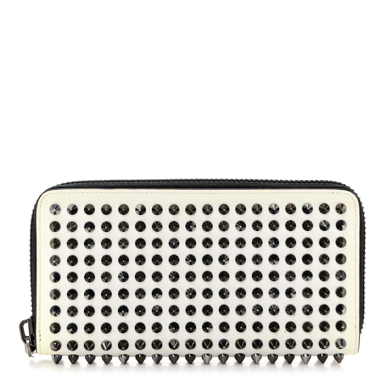 Christian Louboutin Calfskin Panettone Spiked Zip Around Wallet White 1 of 10