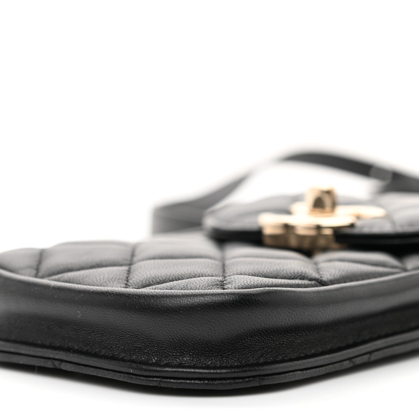 Lambskin Quilted Phone Chain Clutch Waist Bag Black