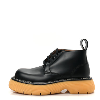 Bottega Veneta Calfskin Mens The Swell Lace Up Ankle Boots 40 Black Natural Rubber 1 of 8