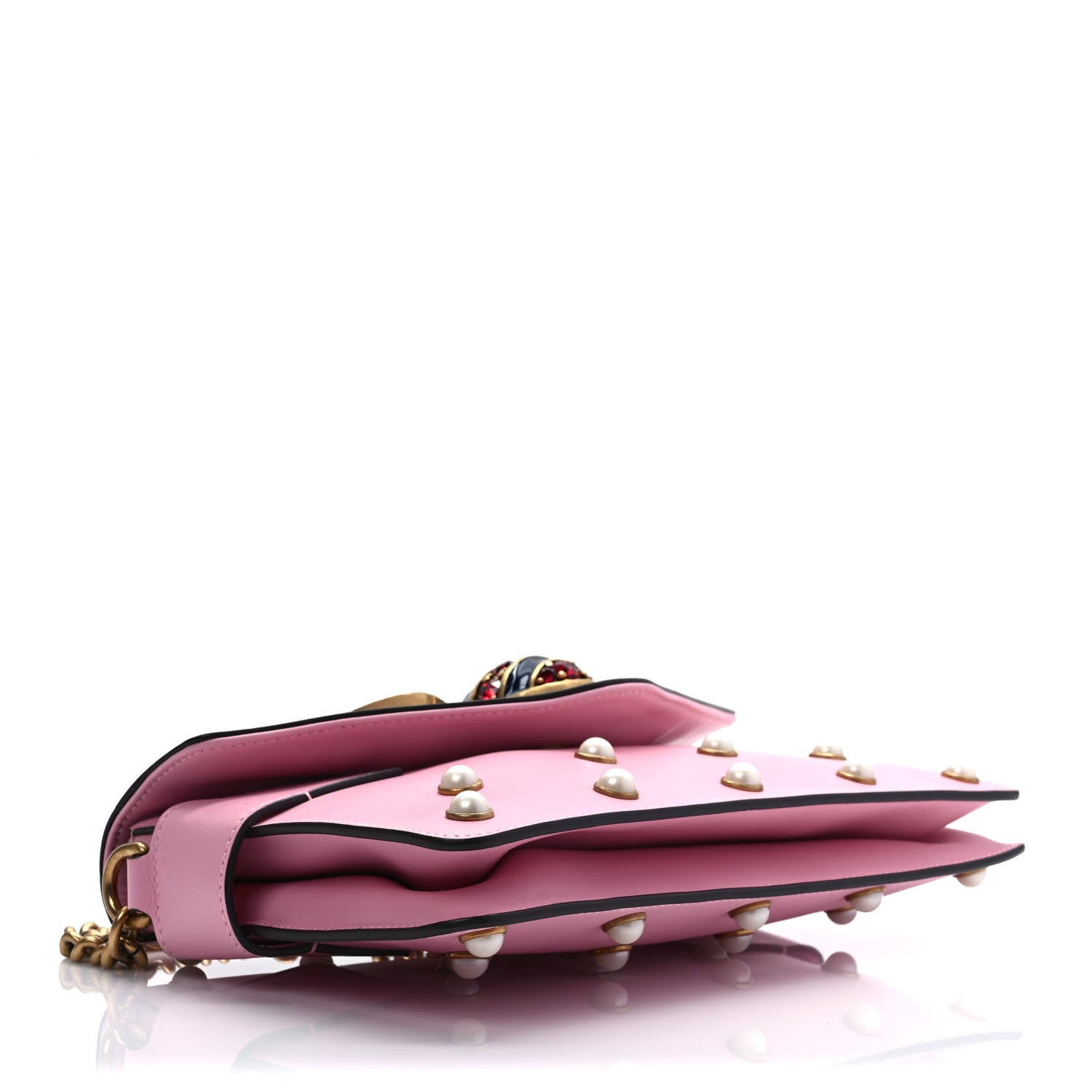 Gucci Nappa Pearl Studded Mini Queen Margaret Broadway Shoulder Bag Sugar Pink 4 of 10
