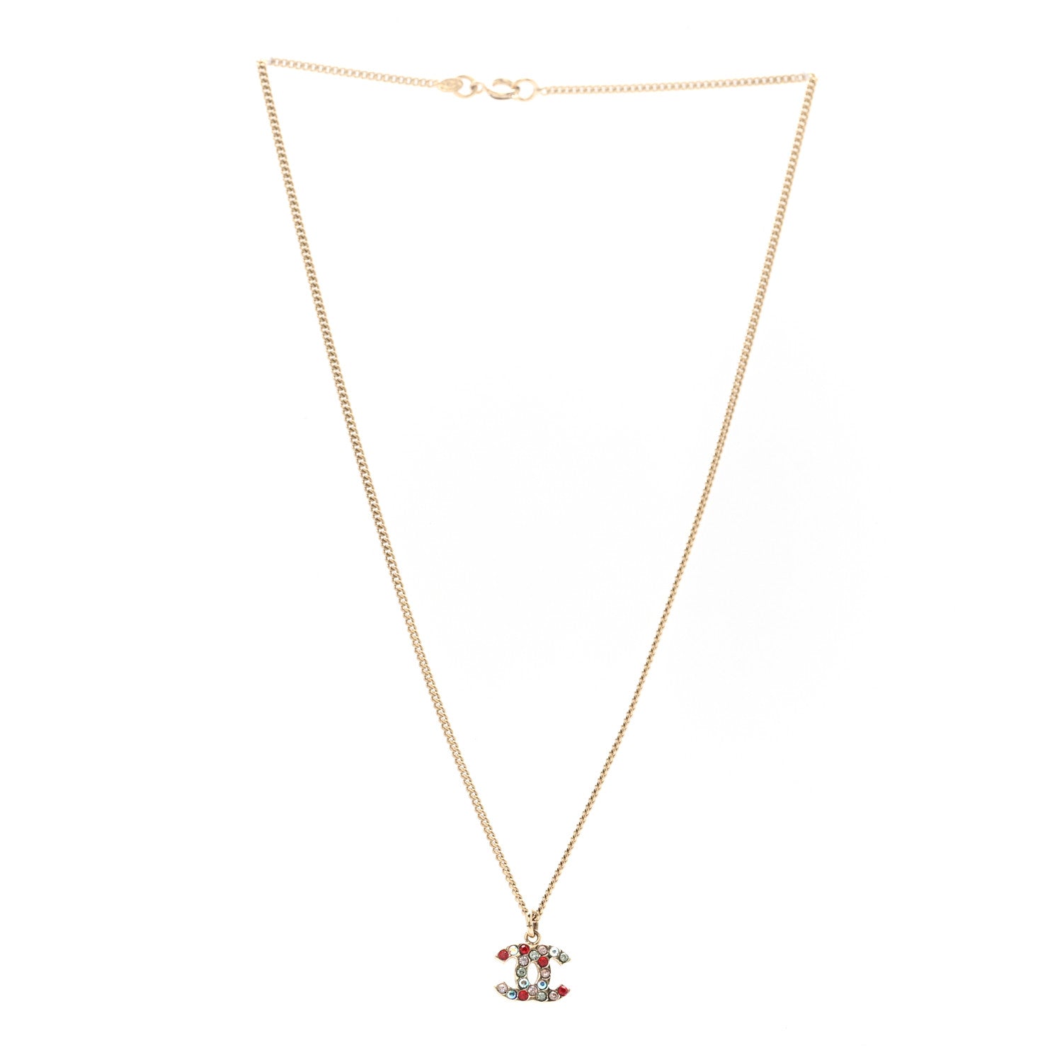 Chanel Crystal CC Necklace Gold Multicolor 3 of 5