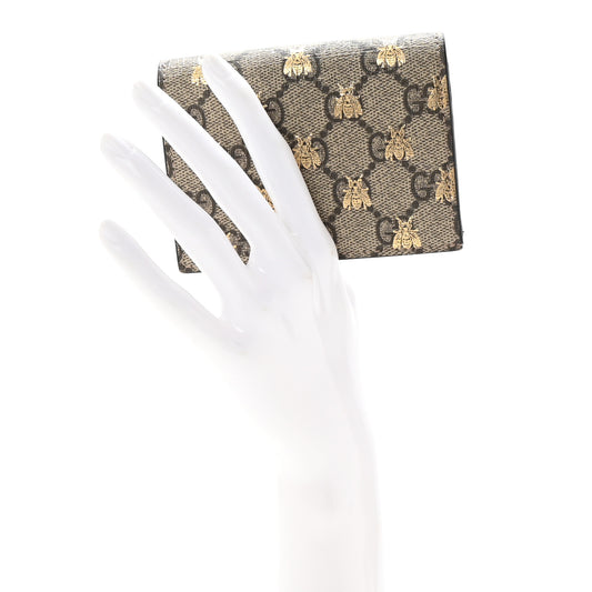 GG Supreme Monogram Bee Print Card Case