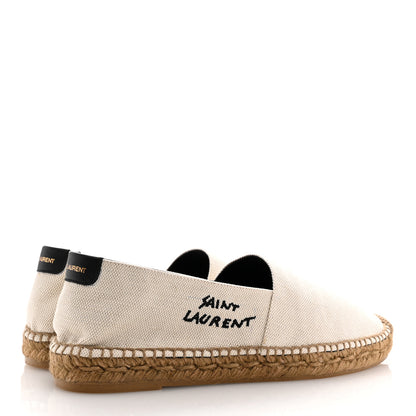 Saint Laurent Canvas Nappa Elba Light Logo Embroidered Espadrilles 40 Ecru 5 of 15
