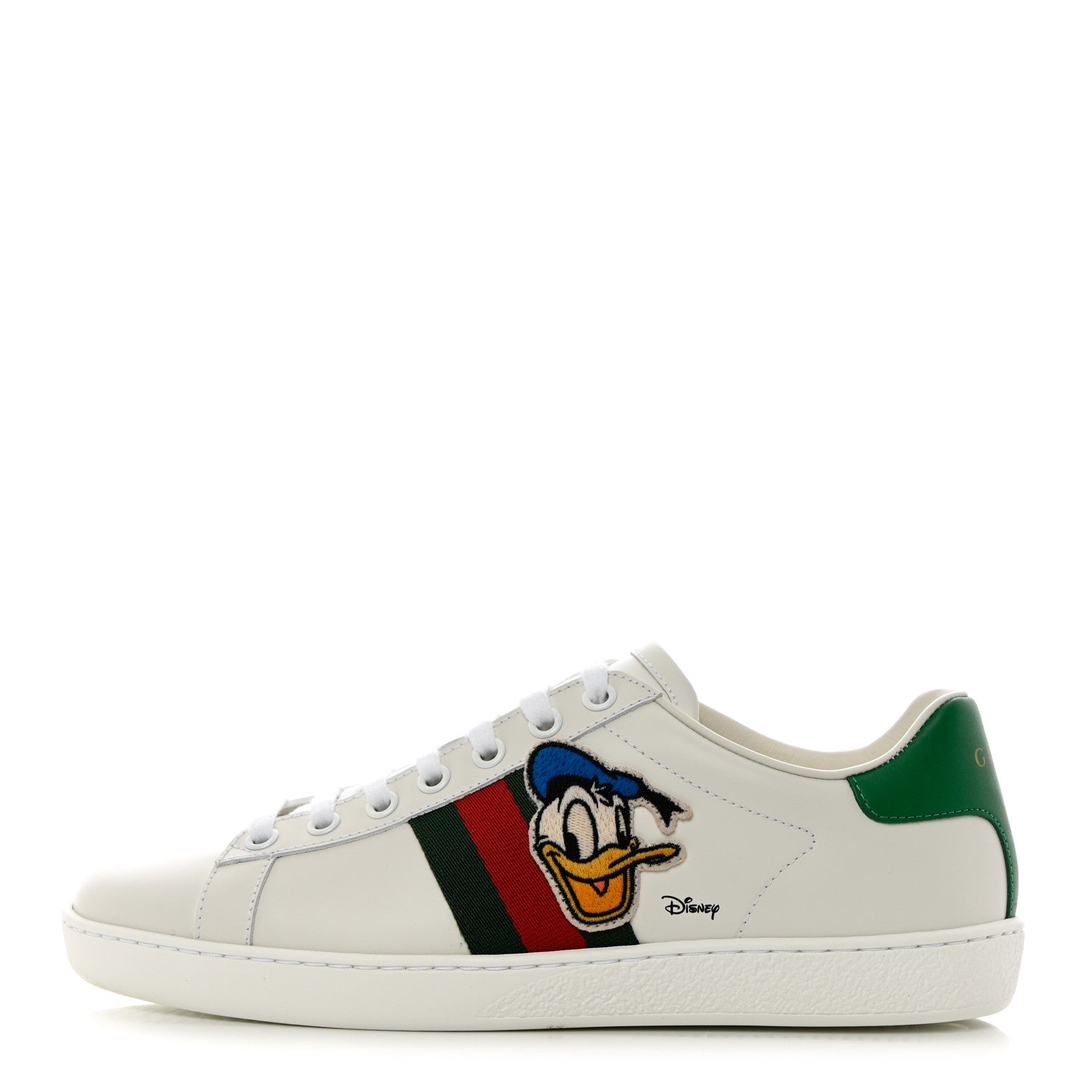Gucci X DISNEY Calfskin Miro Soft Web Donald Duck Womens Ace Sneakers 37 White New Shamarock 1 of 9