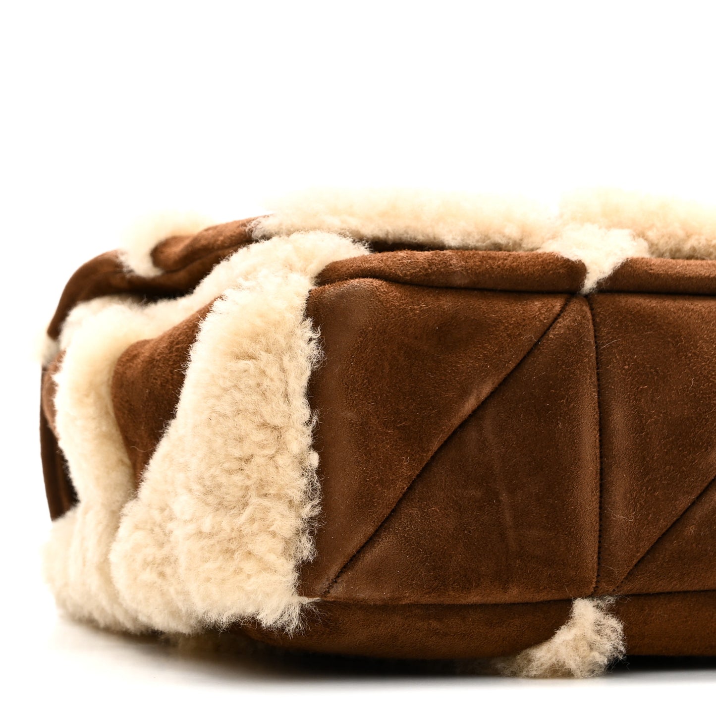 Suede Shearling Patchwork Monogram Medium Jamie Brown Beige