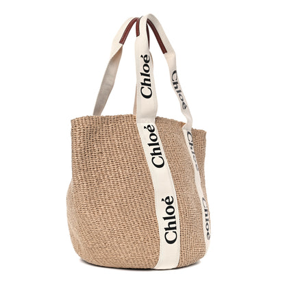 Chloe Raffia Large Woody Tote White 3 of 10