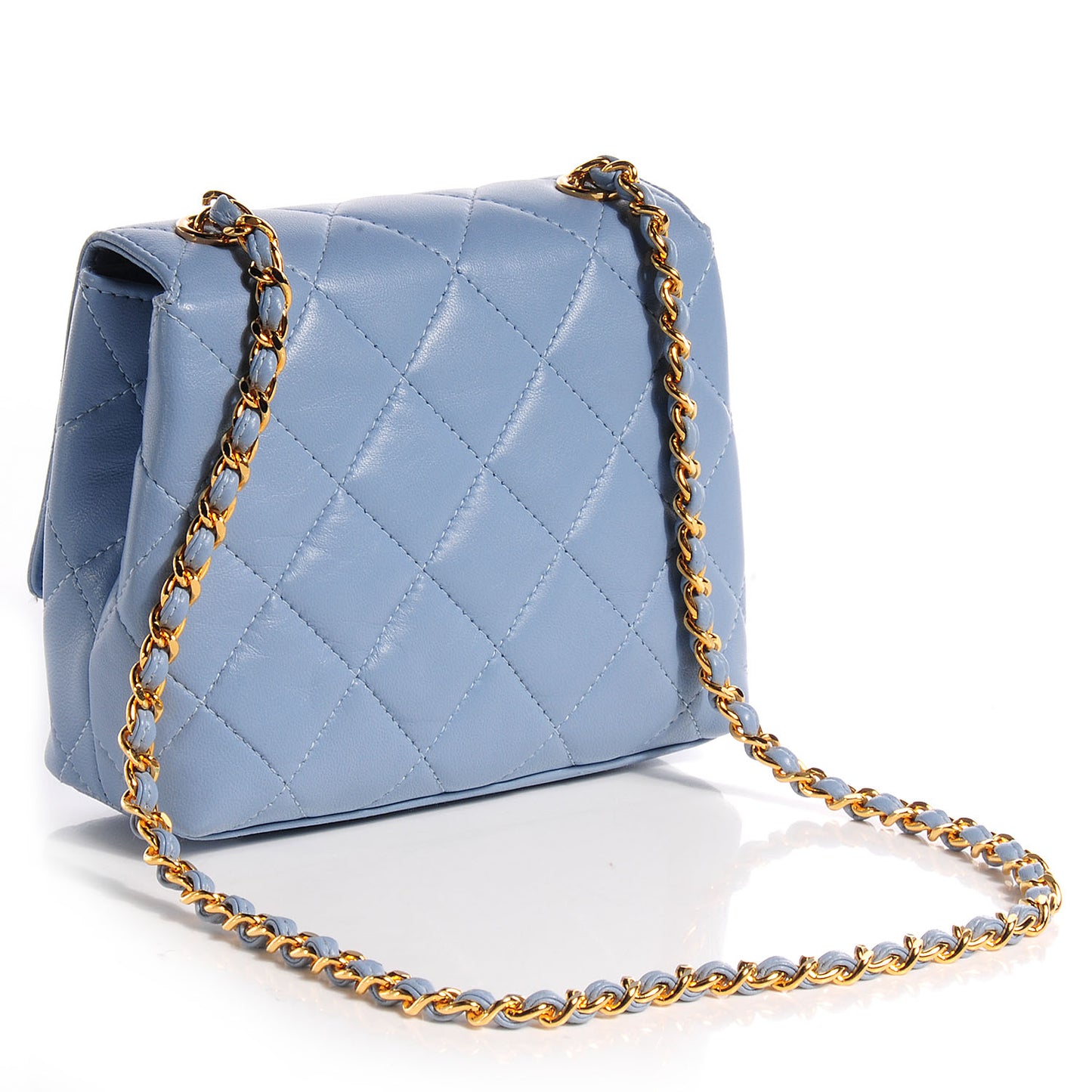 Lambskin Camellia Mini Flap Light Blue