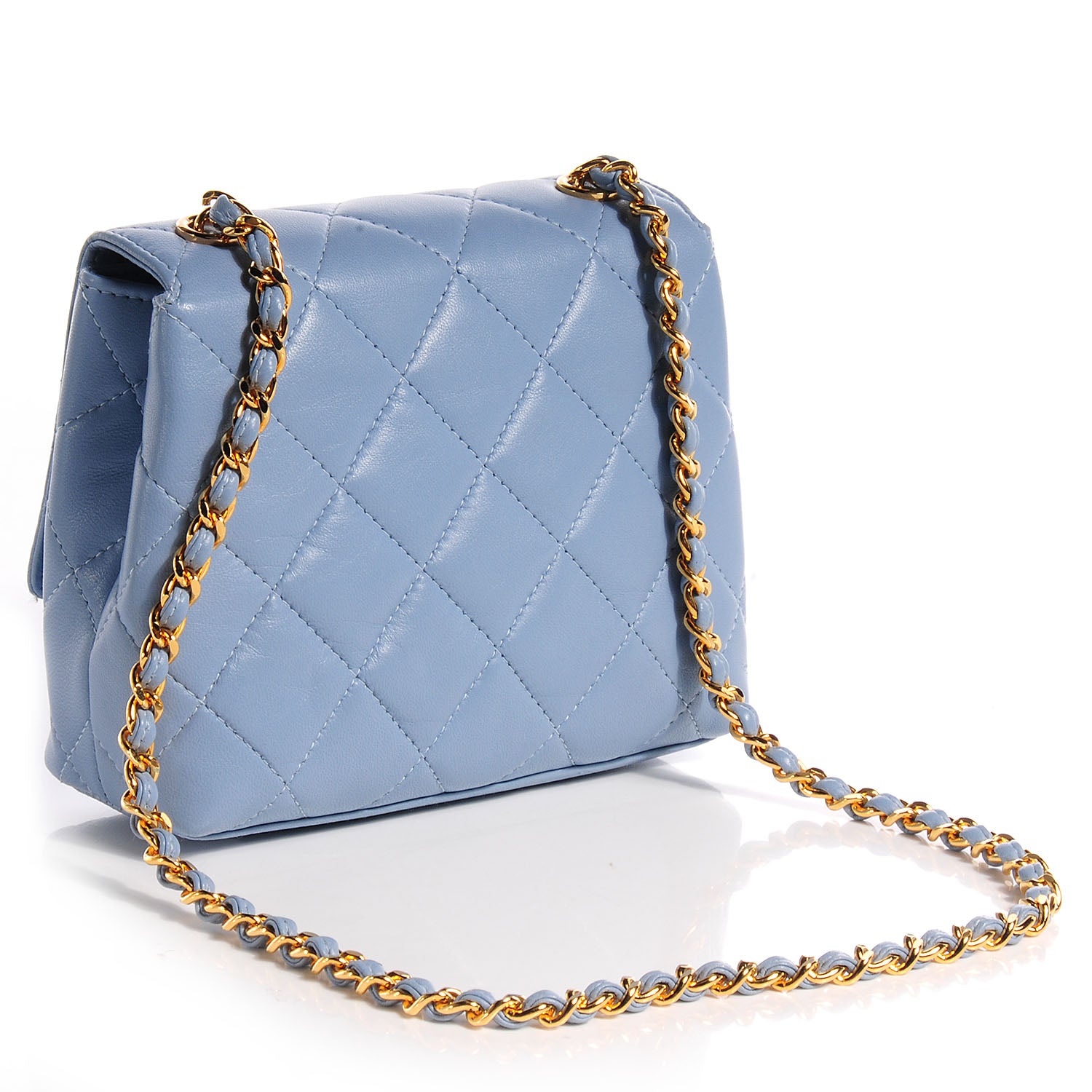 Chanel Lambskin Camellia Mini Flap Light Blue 3 of 8