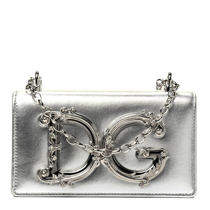 Dolce & Gabbana Metallic Nappa DG Girls Shoulder Bag Argento 1 of 3