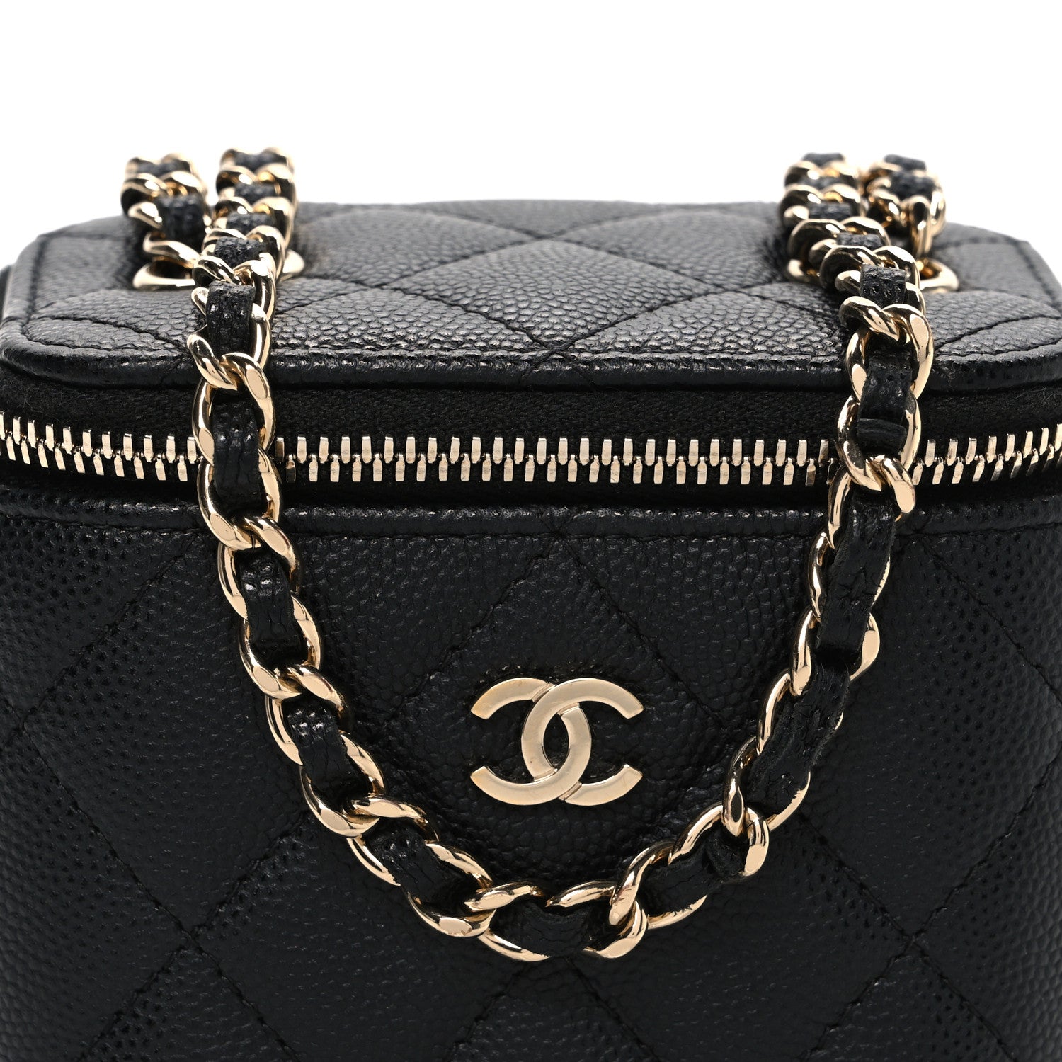 Chanel Caviar Quilted Mini Vanity Case With Chain Black 8 of 10