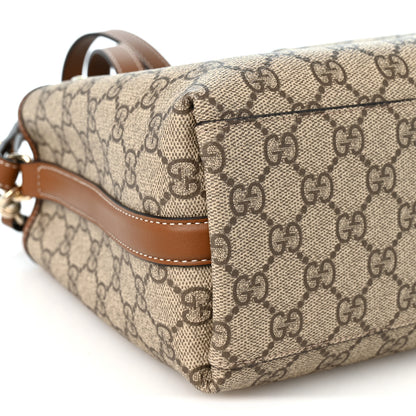 Gucci GG Supreme Monogram Emblem Small Shoulder Bag Beige Ebony Sundial 8 of 9