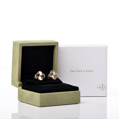 Van Cleef & Arpels 18K Yellow Gold Guilloche Vintage Alhambra Earrings 5 of 5
