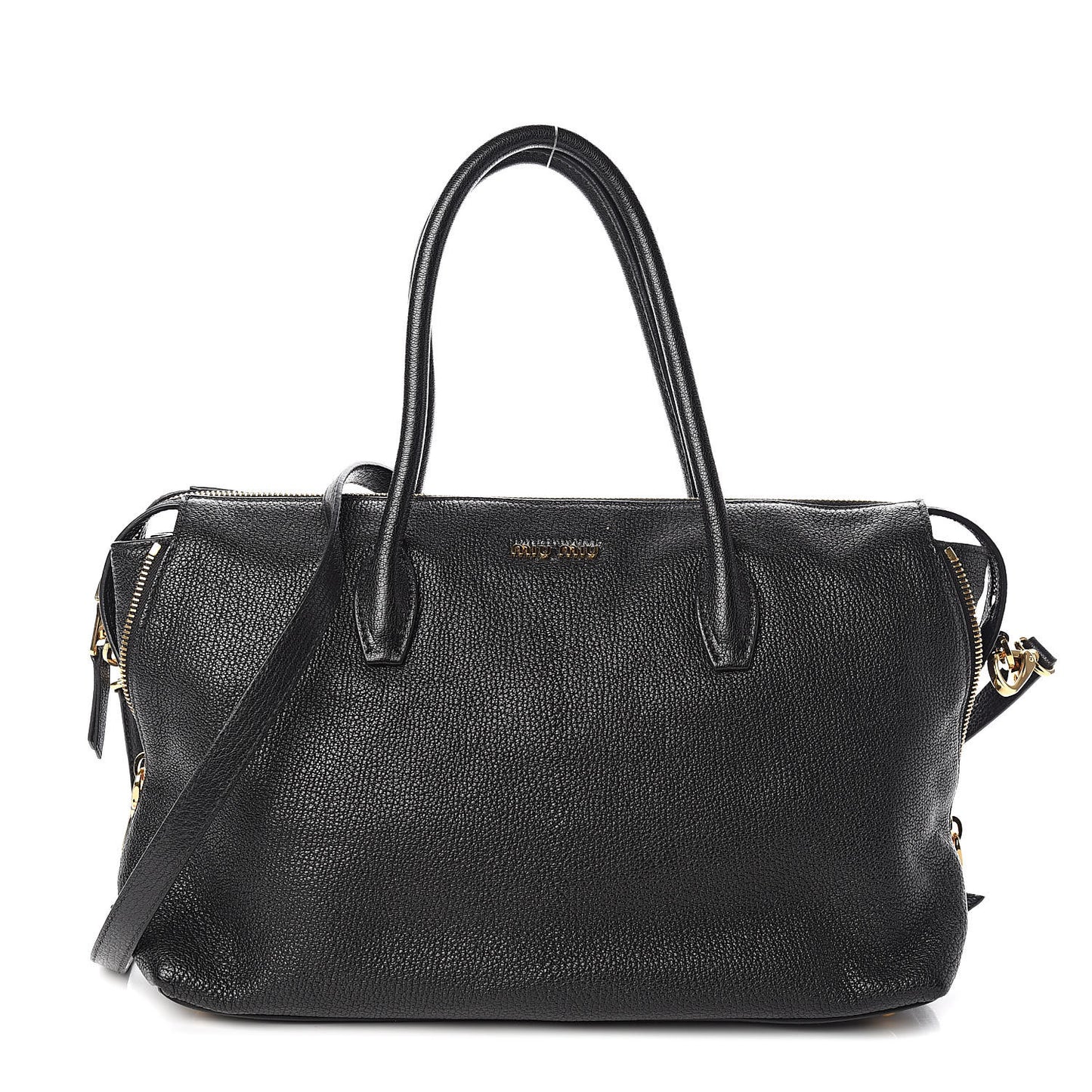Goatskin Madras Zip Tote Black