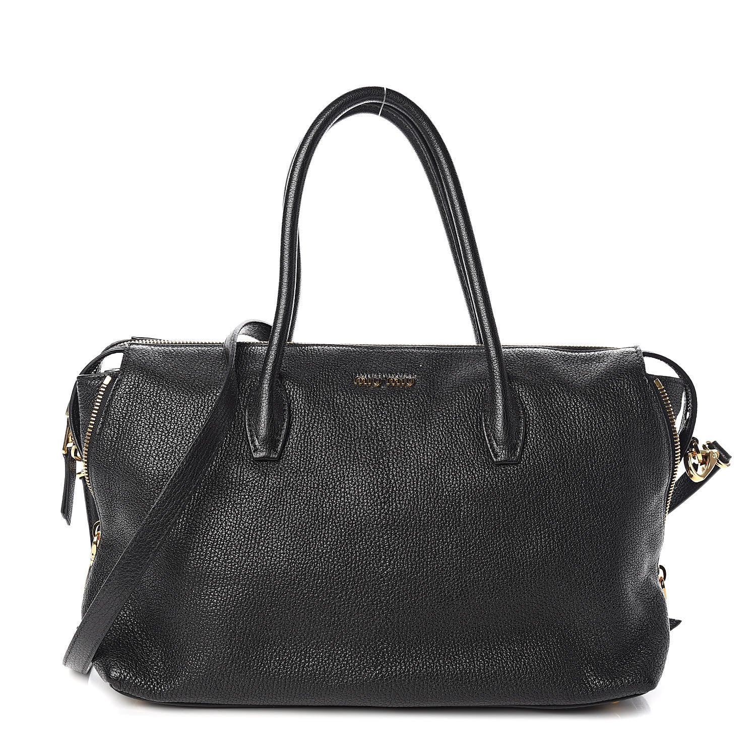Miu Miu Goatskin Madras Zip Tote Black 1 of 10