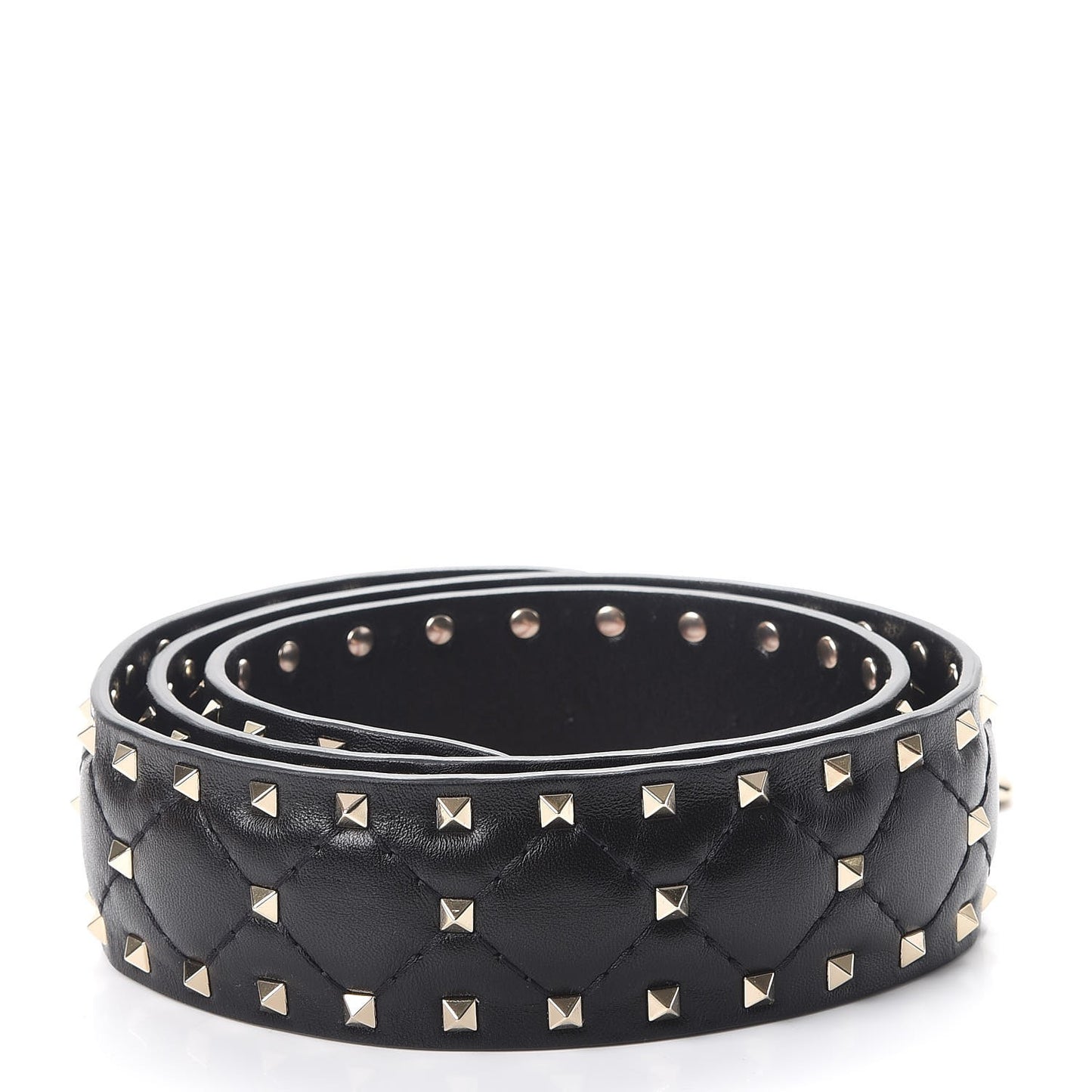 Lambskin Rockstud Spike Shoulder Strap Black