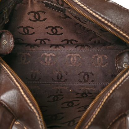 Chanel Calfskin Contrast Stitch Surpique Bowler Dark Brown 5 of 12