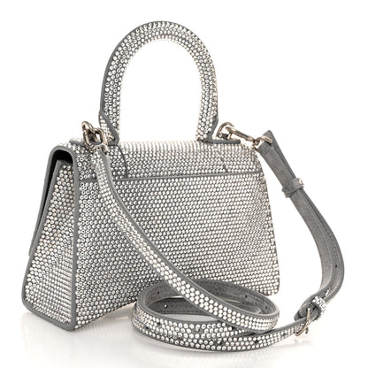 Balenciaga Strass Suede Hourglass Top Handle Bag XS Smoke Grey Crystal 3 of 11