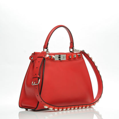 Fendi Vitello Seta Studded Medium Peekaboo Iconic Satchel Fiamma 3 of 7