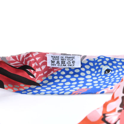 Hermes Silk Under The Waves Twilly Aqua Rose Poudre Brun 2 of 4