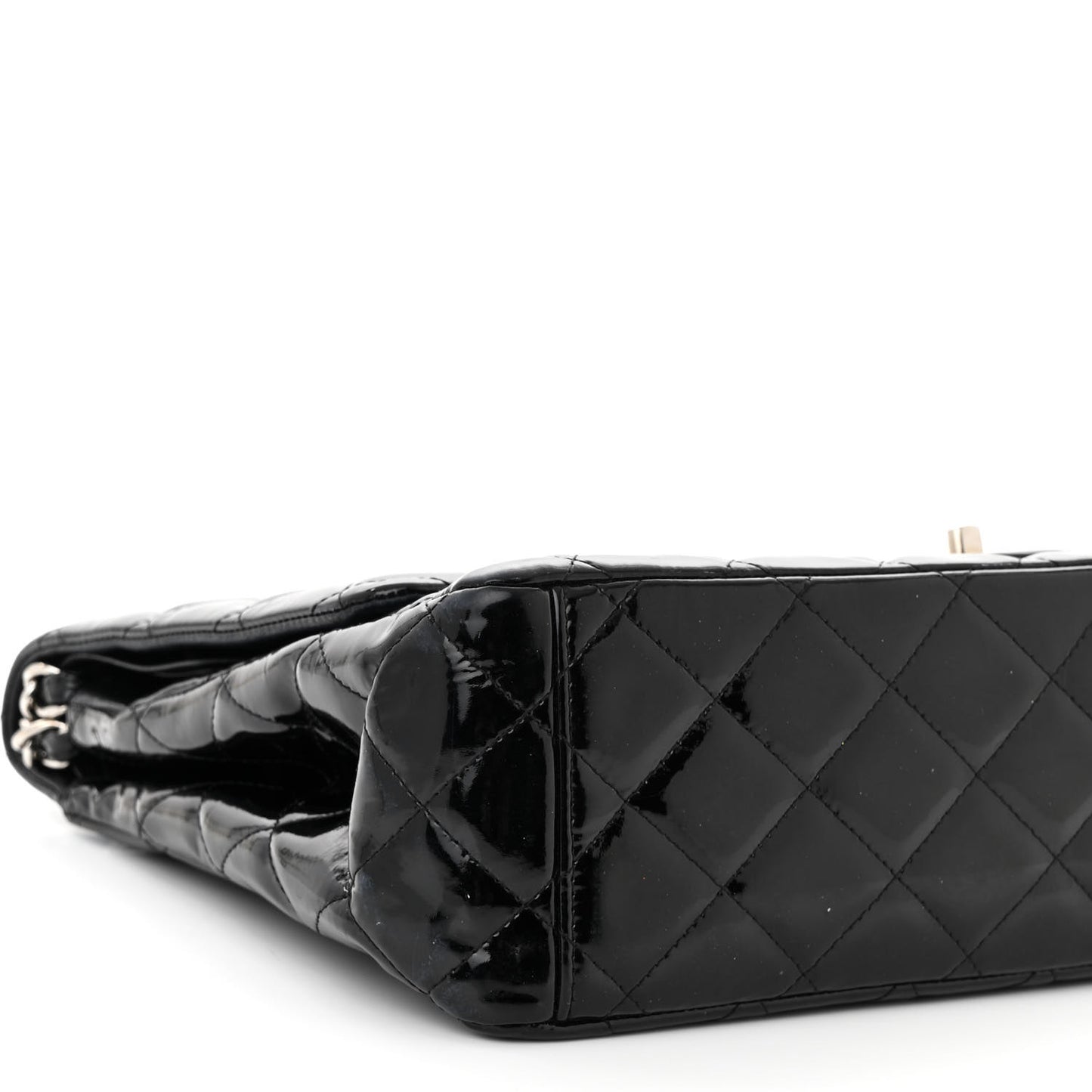 Patent Quilted Maxi Double Flap Black