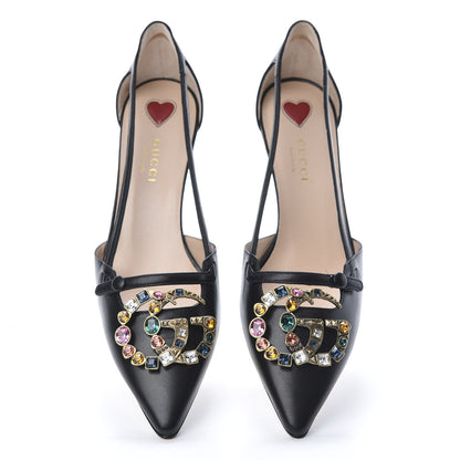 Gucci Calfskin Crystal GG Unia Pumps 37.5 Black 5 of 11