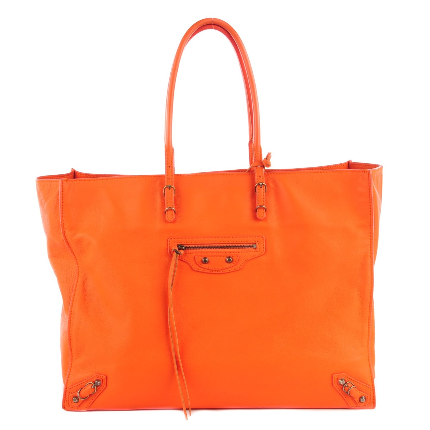 Veau Papier A4 Tote Tangerine