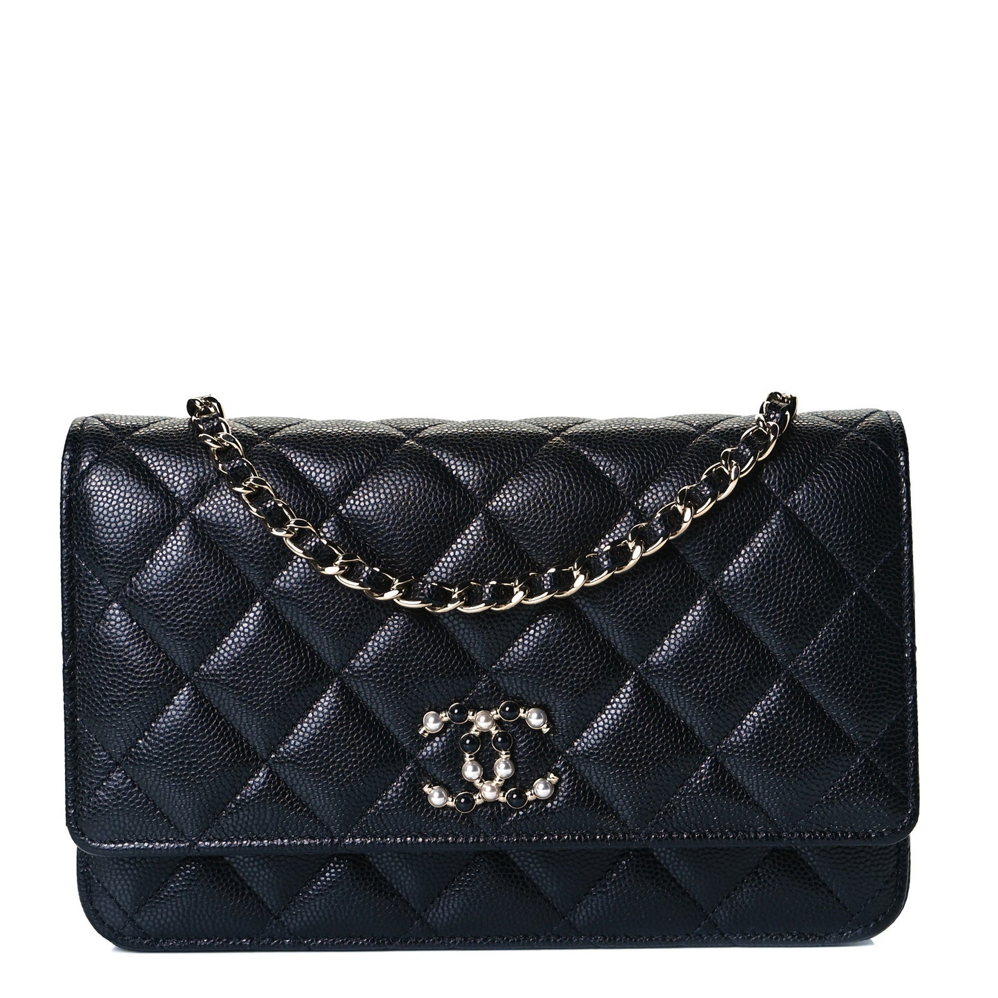 Caviar Quilted Coco Candy Wallet On Chain WOC Black