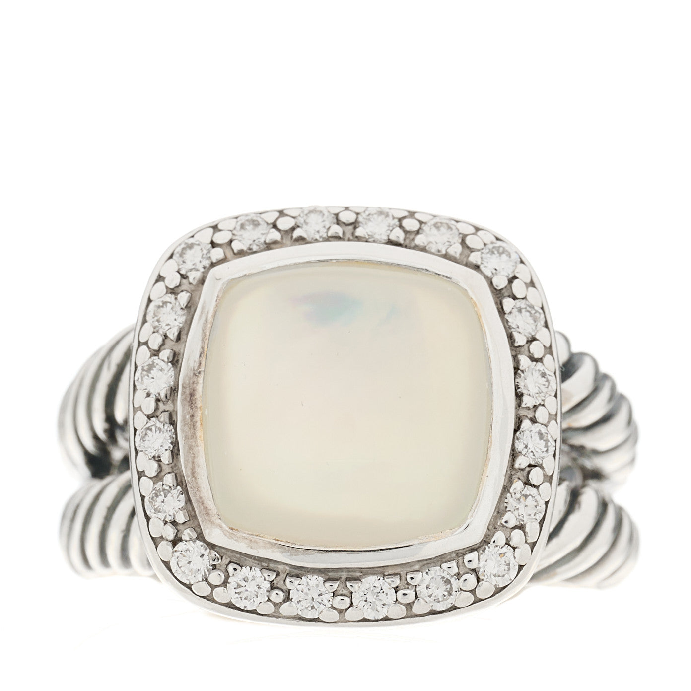 Sterling Silver Diamond Mother of Pearl 11mm Albion Ring 54 6.75