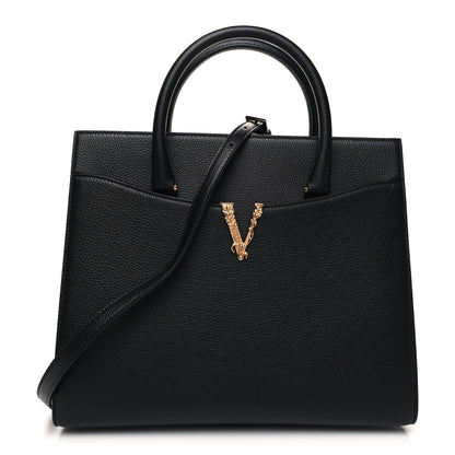 Versace Calfskin Virtus Tote Black 1 of 11