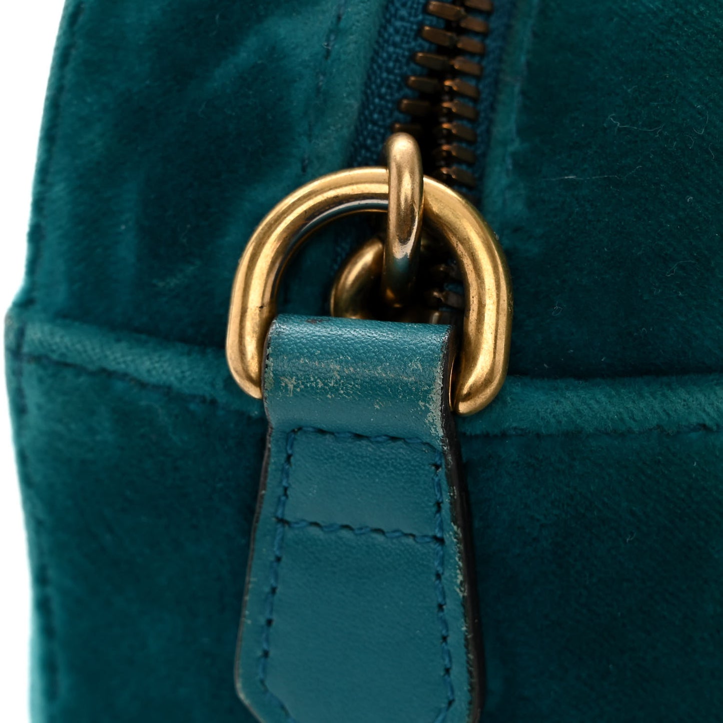 Velvet Matelasse Small GG Marmont Chain Shoulder Bag Pavone Cyan