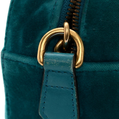 Gucci Velvet Matelasse Small GG Marmont Chain Shoulder Bag Pavone Cyan 11 of 13