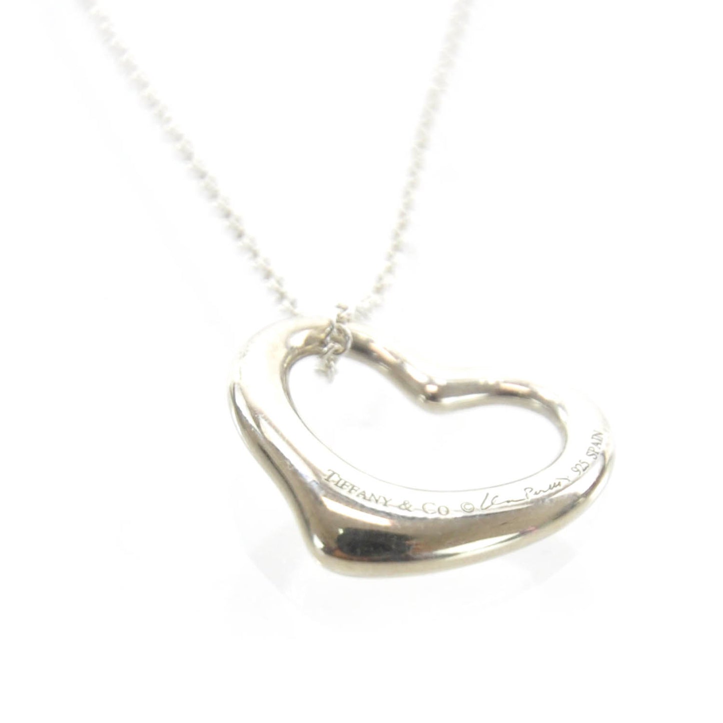 Sterling Silver 22mm Elsa Peretti Open Heart Pendant Necklace