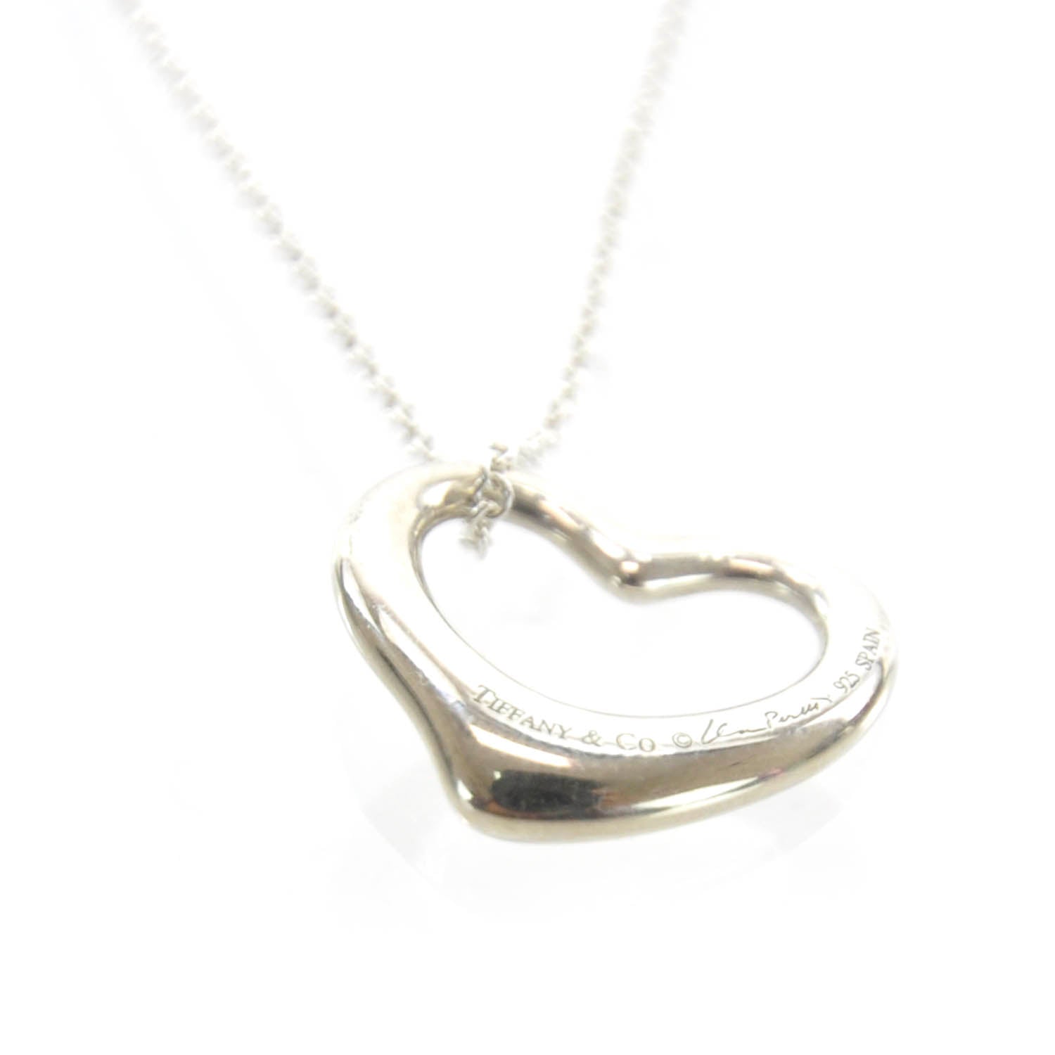 Tiffany Sterling Silver 22mm Elsa Peretti Open Heart Pendant Necklace 4 of 5