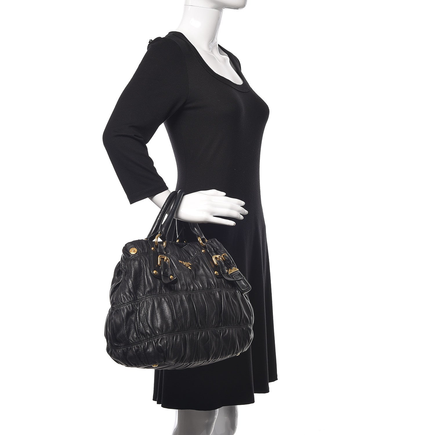 Prada Nappa Gaufre Tote Black 2 of 14