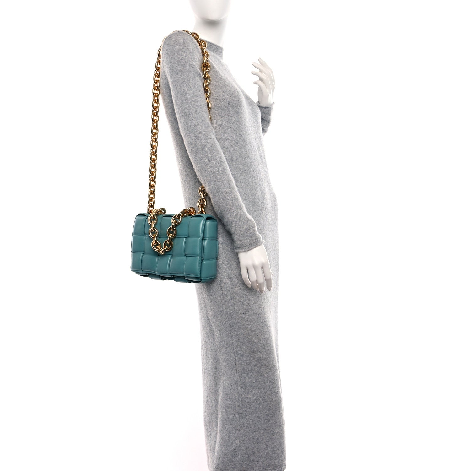 Bottega Veneta Lambskin Maxi Intreccio Padded Chain Cassette Crossbody Bag Mallard 2 of 12