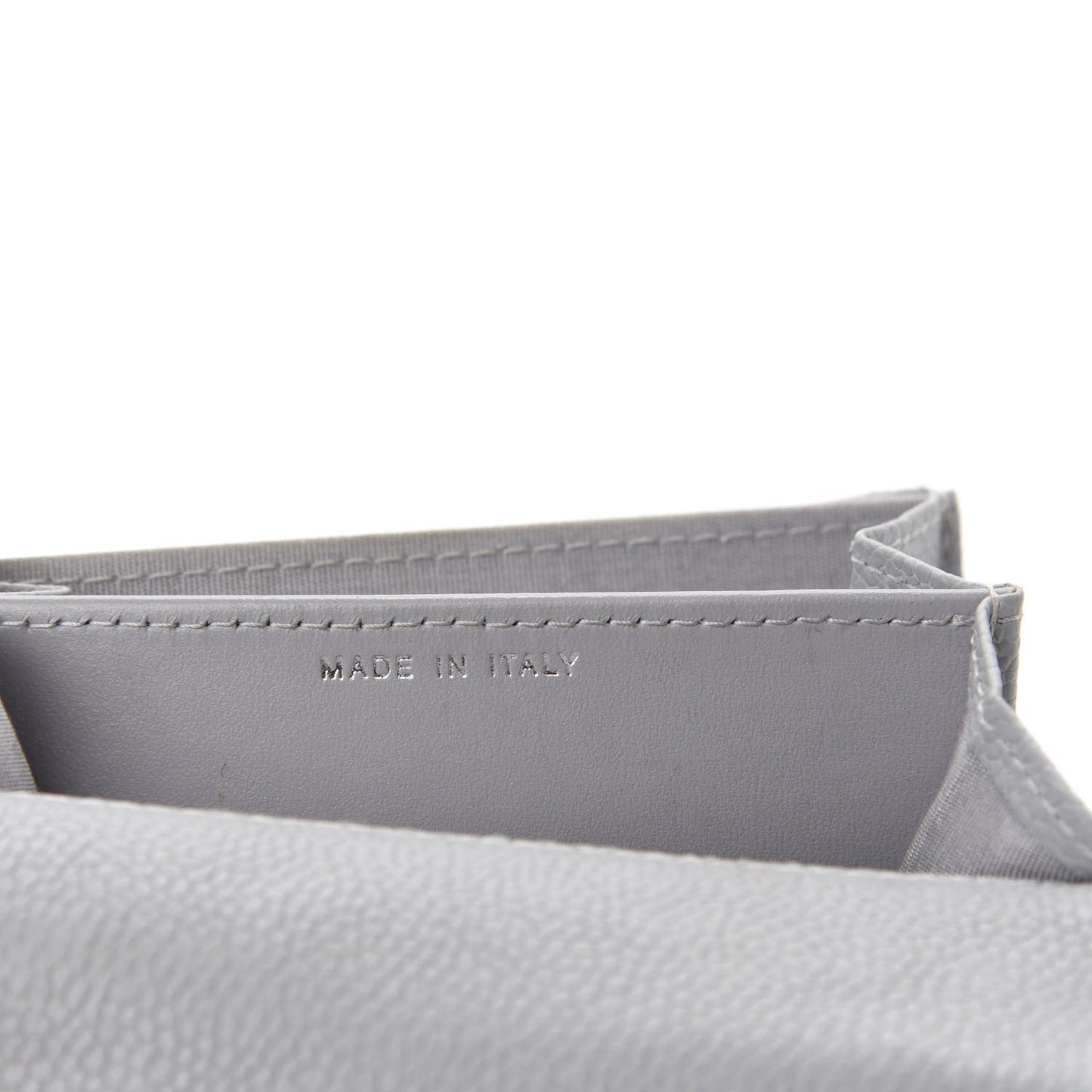 Caviar Chevron Quilted Card Holder Flap Wallet Grey