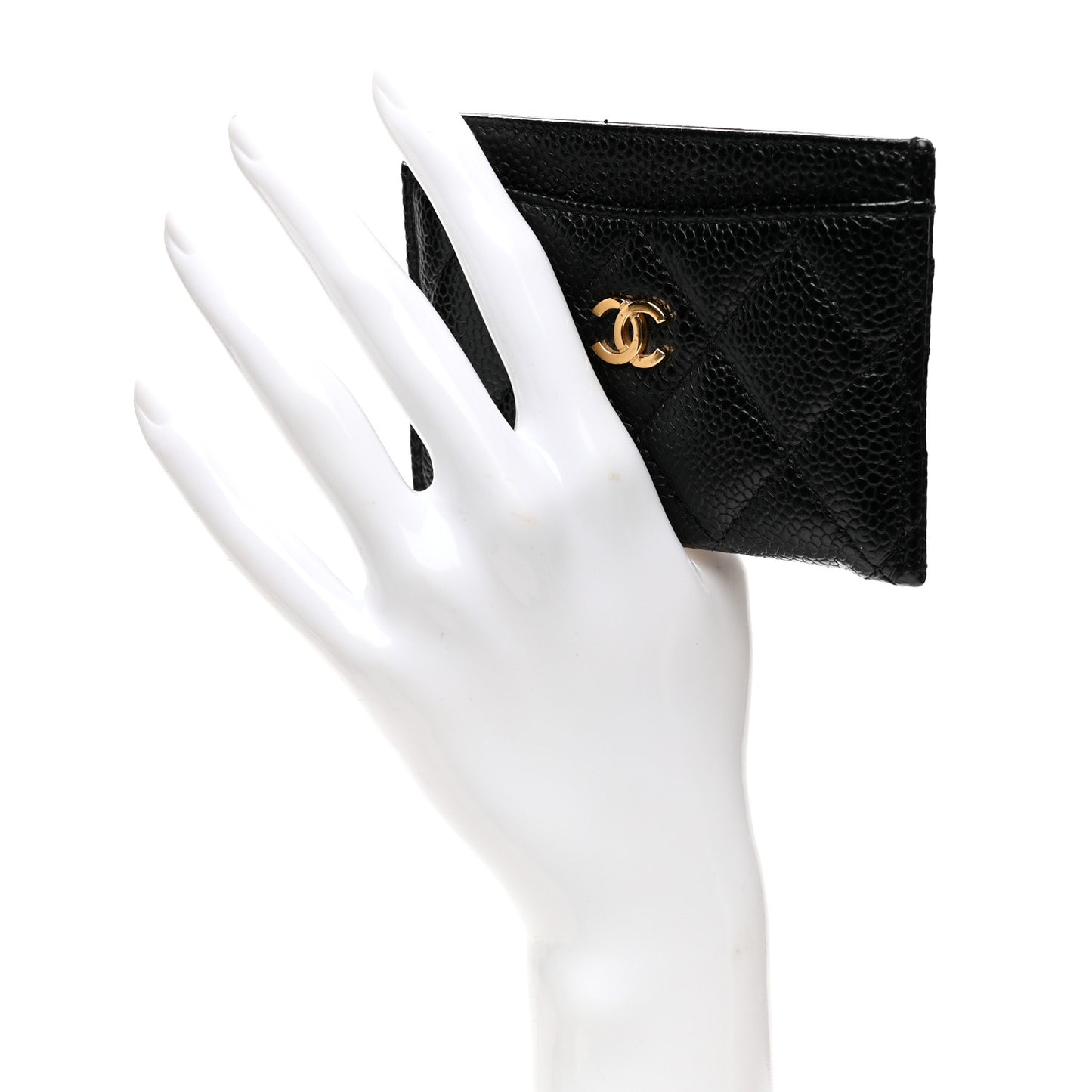 Caviar Quilted Card Holder Black