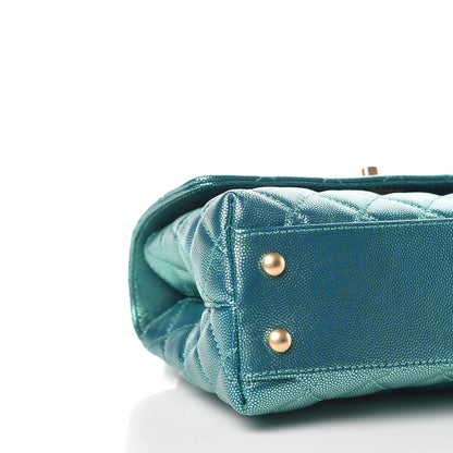 Chanel Metallic Caviar Quilted Mini Coco Handle Flap Blue 8 of 10