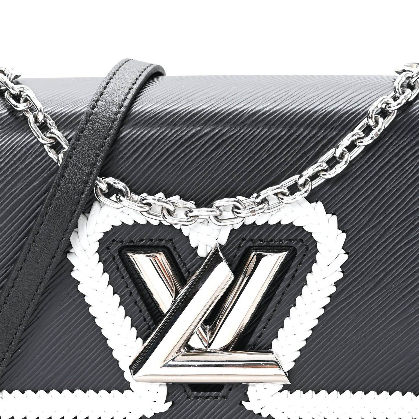 Epi Whipstitch Heart Twist Shoulder Bag MM Black