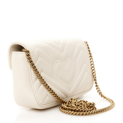 Gucci Calfskin Matelasse Super Mini GG Marmont Shoulder Bag White 3 of 10