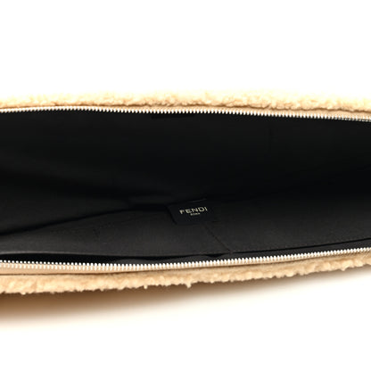 Fendi Sheepskin Baguette Bread Pouch Beige Panna 5 of 10