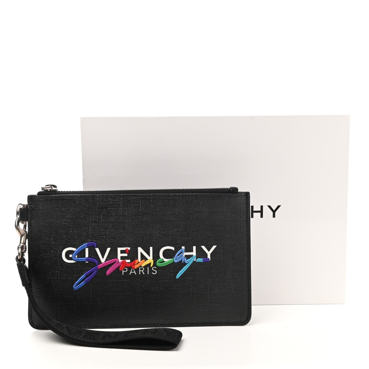 Givenchy Coated Canvas Rainbow Logo Zip Pouch Black 7 of 7