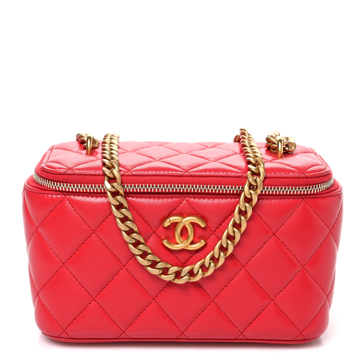 Chanel Caviar Quilted Sweetheart Vanity Case Dark Red 1 of 10