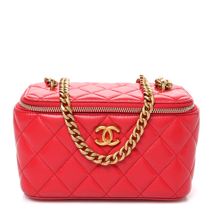 Chanel Caviar Quilted Sweetheart Vanity Case Dark Red 1 of 10