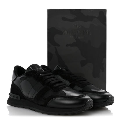Valentino Garavani Nappa Suede Camouflage Womens Rockrunner Sneakers 39.5 Black 12 of 12