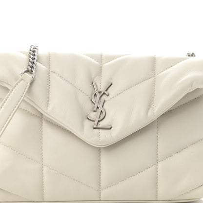 Saint Laurent Lambskin Quilted Toy Loulou Puffer Monogram Chain Satchel Blanc Vintage 8 of 12