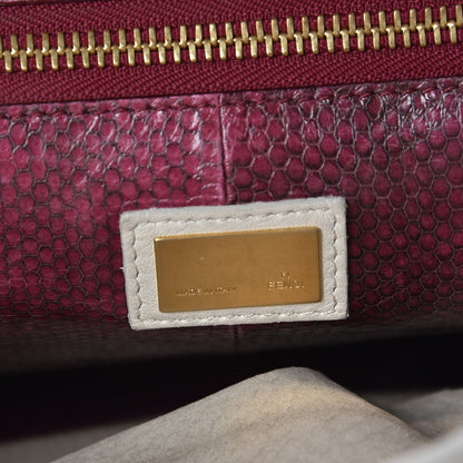 Fendi Goatskin Watersnake Large Peekaboo Iconic Satchel White 8 of 15
