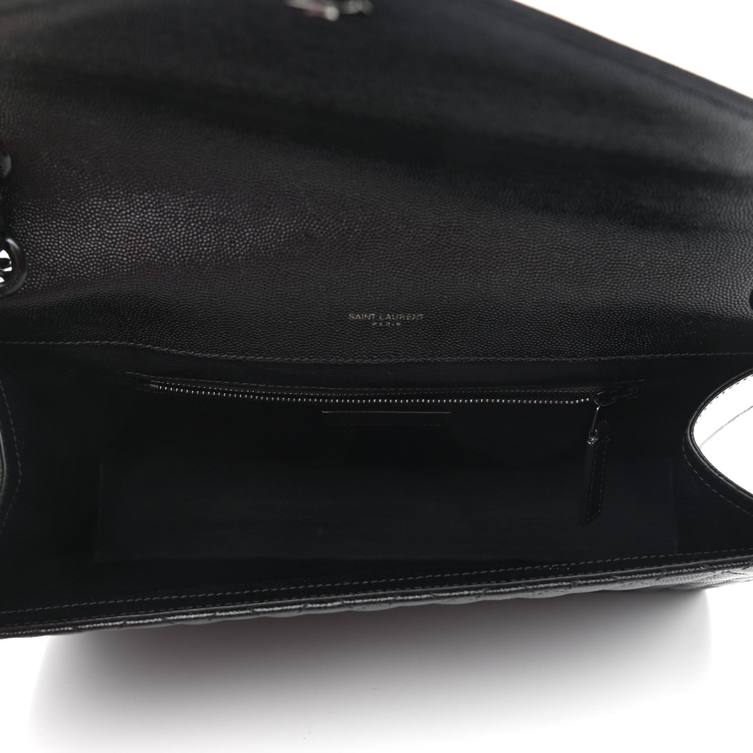 Saint Laurent Grain De Poudre Textured Mixed Matelasse Large Triquilt Monogram Monochrome Satchel Black 5 of 11